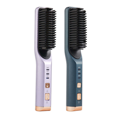 Mini 2 In 1 Hair Straightener Brush เตารีดแบนไร้สายแบบชาร์จไฟสำหรับการเดินทาง / บ้าน